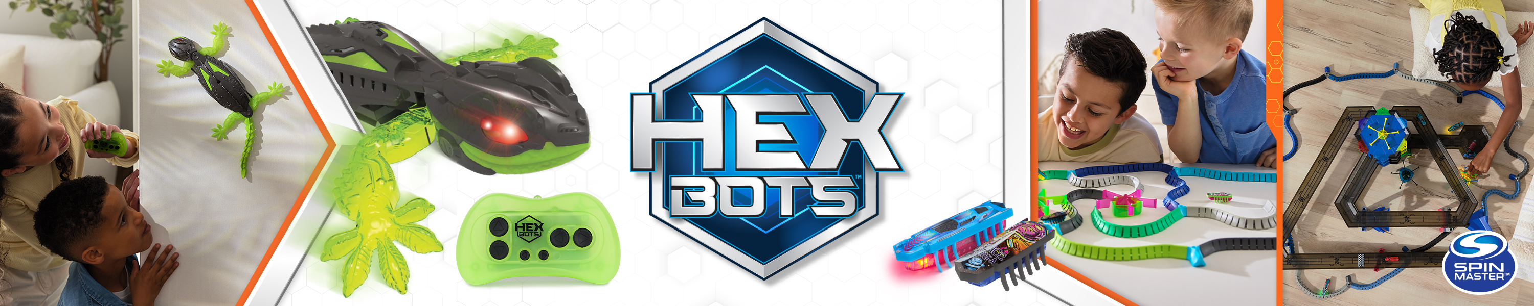 HEX BOTS robot toys on the bench